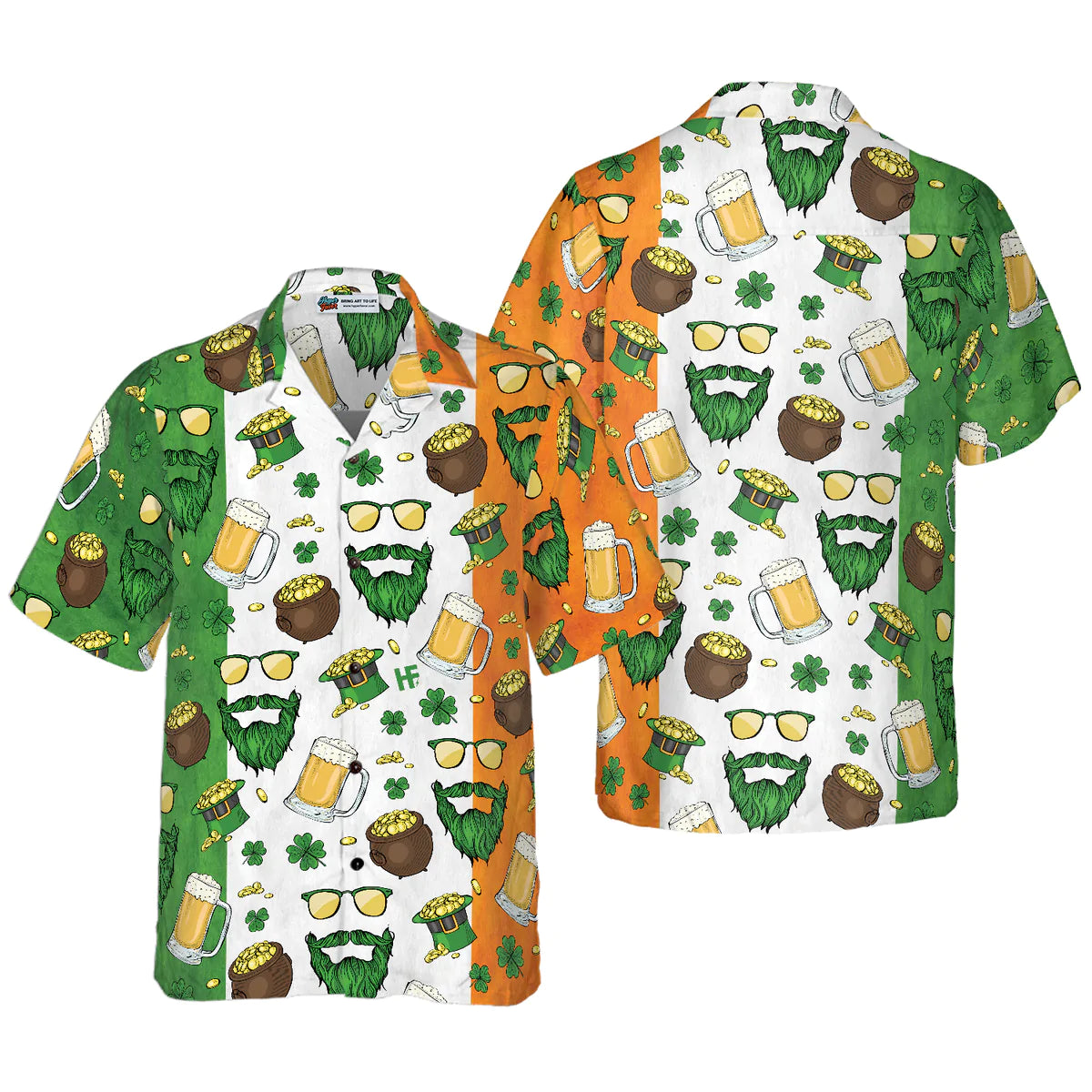 Beard Saint Patrick's Day Seamless Pattern Hawaiian Shirt PO0126