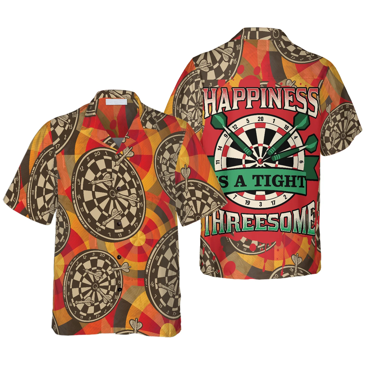 Happiness Is a Tight Threesome Darts Hawaiian Shirt, Colorful Summer Aloha Shirt For Men Women, Gift For Friend, Team, Darts Lovers HO4167