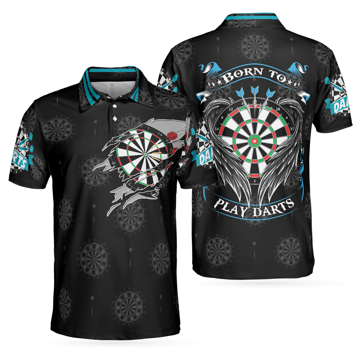 Born To Play Darts Shirt For Men Polo Shirt, Black Darts Shirt, Top Gift Idea For Male Darts Players DMO0217