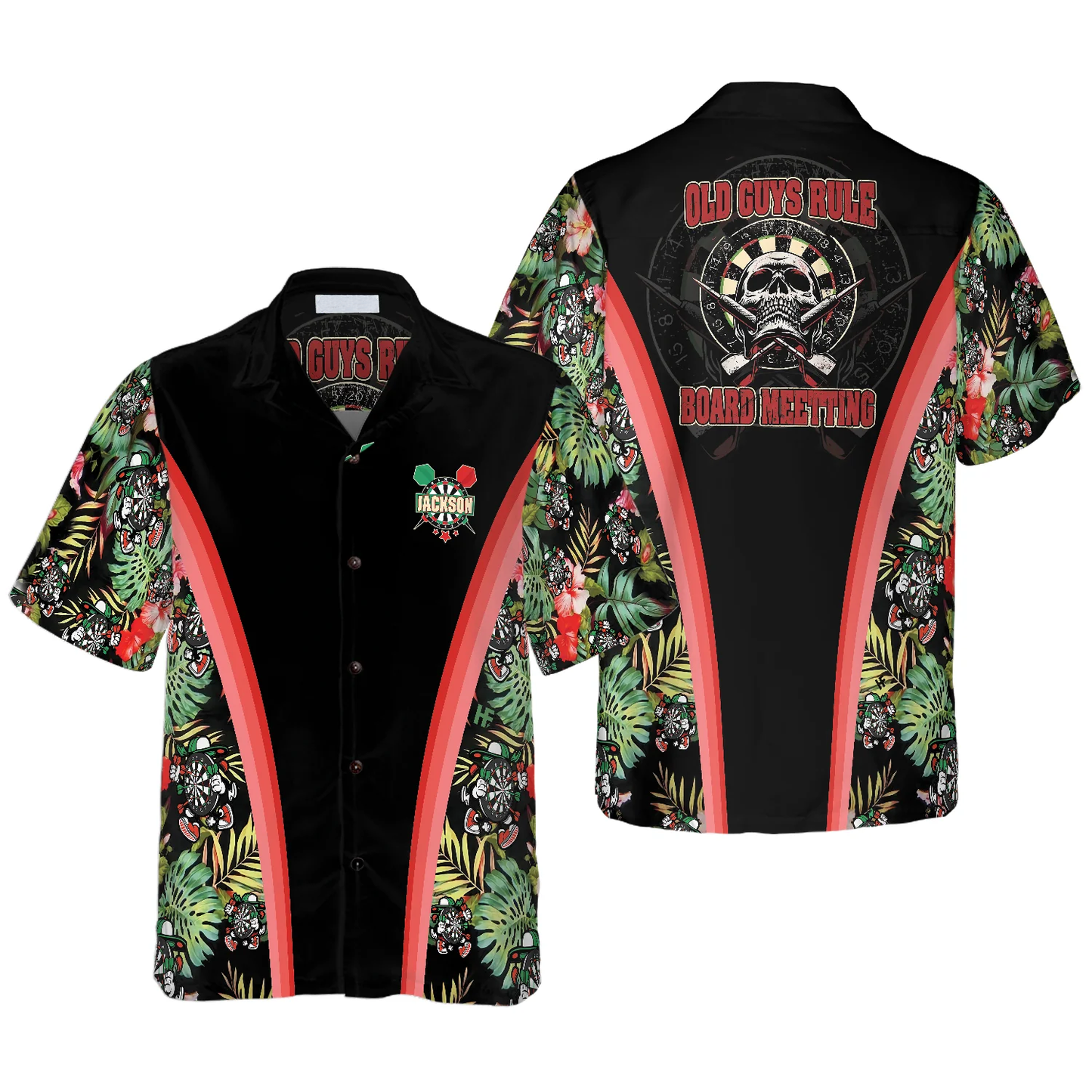 Old Guys Rule Dart Tropical Custom Hawaiian Shirt, Personalized Name Dart Hawaiian Shirt HO0132