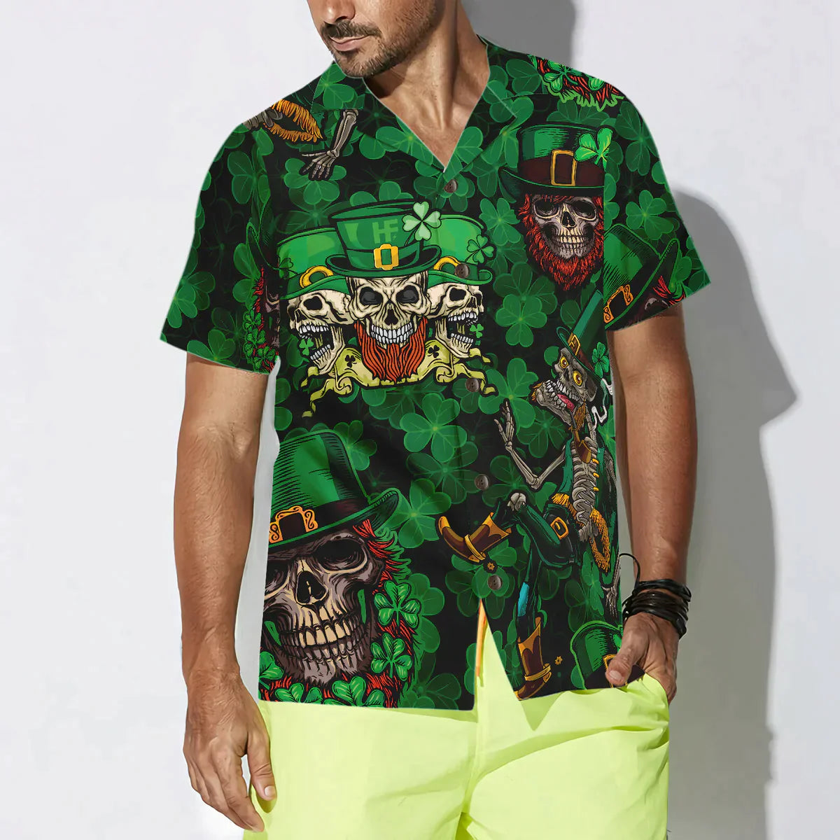 Leprechaun Skull Happy Saint Patrick's Day Hawaiian Shirt PO0061