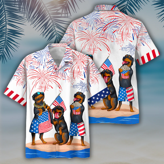 Rottweiler Hawaiian Shirts - Independence Day Is Coming, USA Patriotic Hawaiian Shirt HO0725