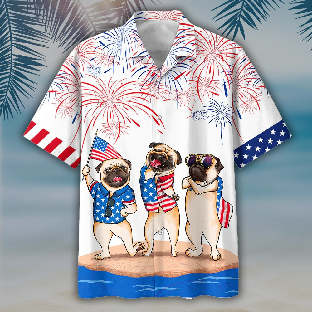 Pug Hawaiian Shirts - Independence Day Is Coming, Happy 4Th Of July American Pug Hawaii Shirt, Aloha Dog Shirt HO4784