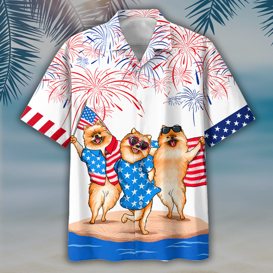 Lasfour Pomeranian Hawaiian Shirt For Independence's Day, Dog Full Print In Hawaii Aloha Beach Shirt HO5009