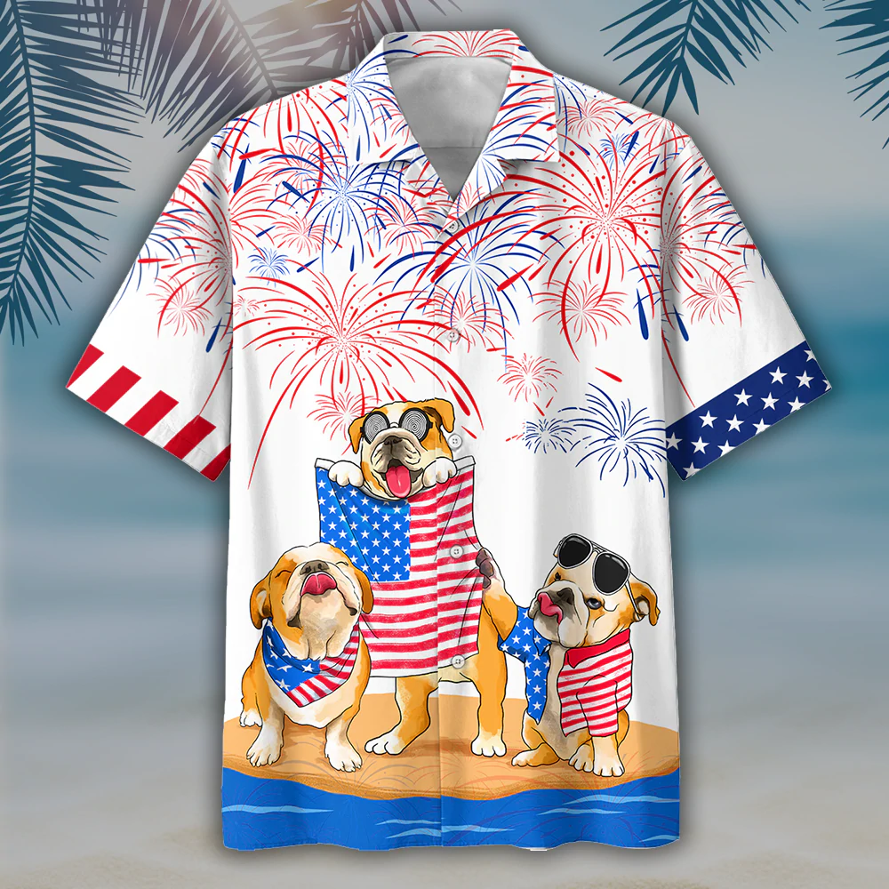 Bulldog Hawaii Aloha Beach Shirts For Summer, Dog Hawaii Shirt For Independence Day Freedom Of Usa, Gift To Dog Lovers HO5001