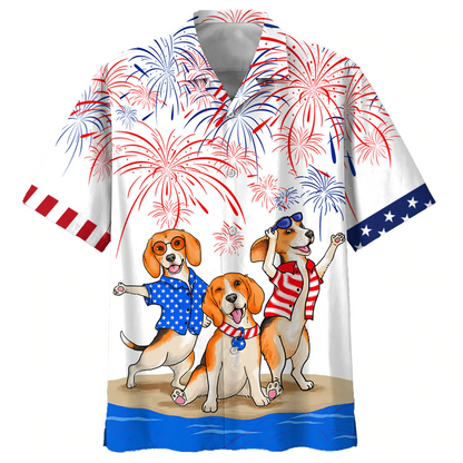 Beagle Hawaiian Shirts For Independence Day Happy 4Th Of July Hawaiian Aloha Beach Shirts For Summer HO4992