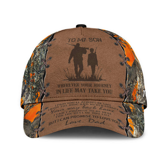 Personalized Hunting Dad To My Son Baseball Cap Orange Camo Pattern Classic Hunting Dad Cap CO0631