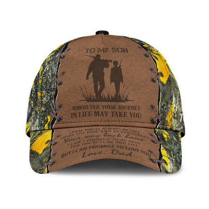 Personalized Hunting Dad To My Son Baseball Cap Hat Yellow Camo Pattern Classic Hunting Dad Cap Hat CO0632