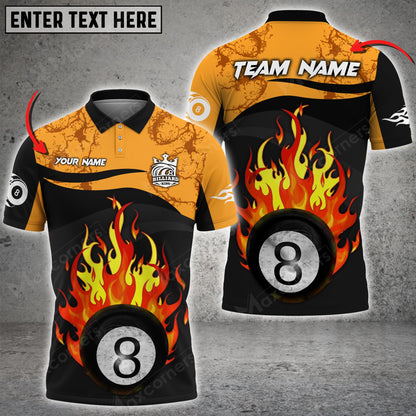 Lasfour Billiards Flame Ball 8 Personalized Name, Team Name Unisex Shirt ( Multicolor Options ) BIA0421