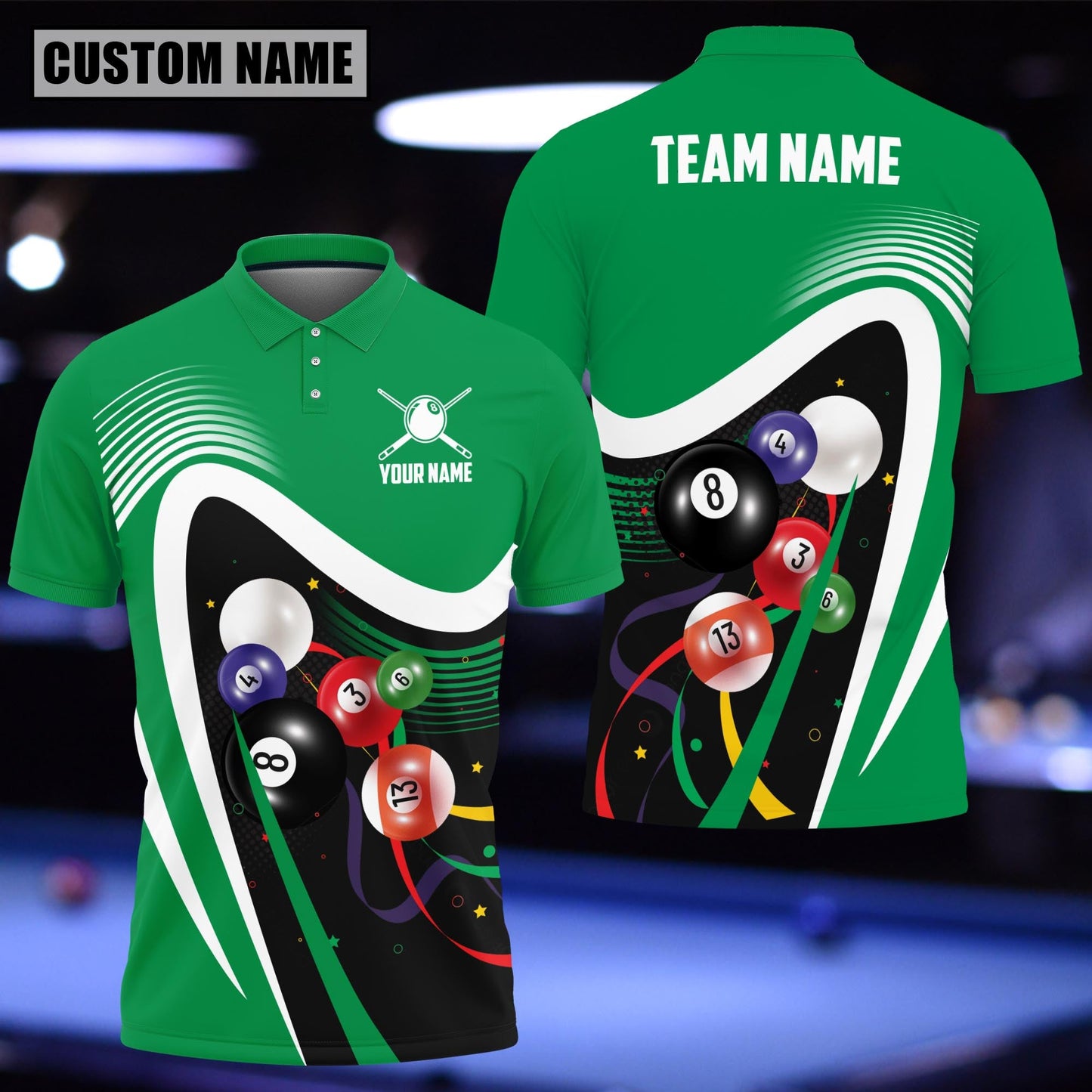 Lasfour Billiards Ball Colourful Personalized 3D Polo Shirt BIA0805