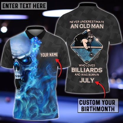 Lasfour Blue Skull Billiards Old Man Plays Born In Personalized Unisex Shirt BIA0768