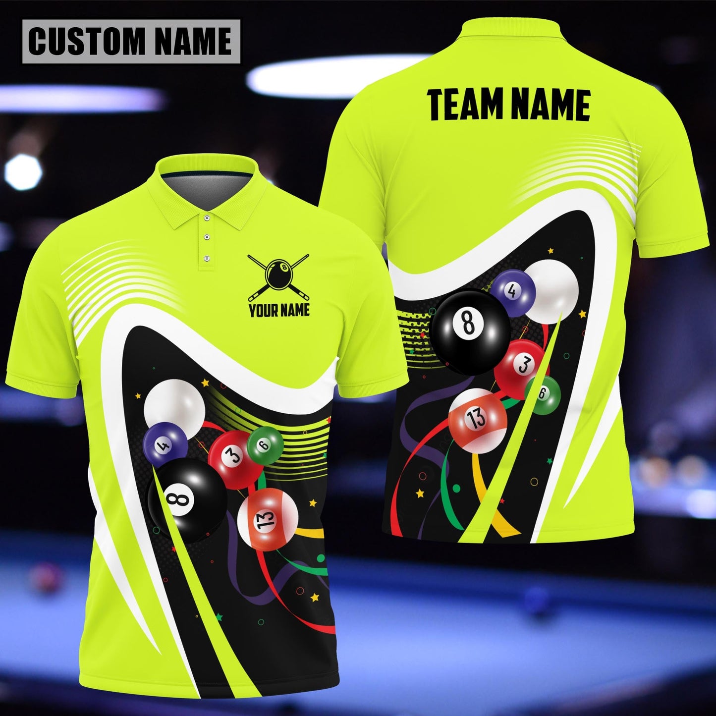 Lasfour Billiards Ball Colourful Personalized 3D Polo Shirt BIA0805