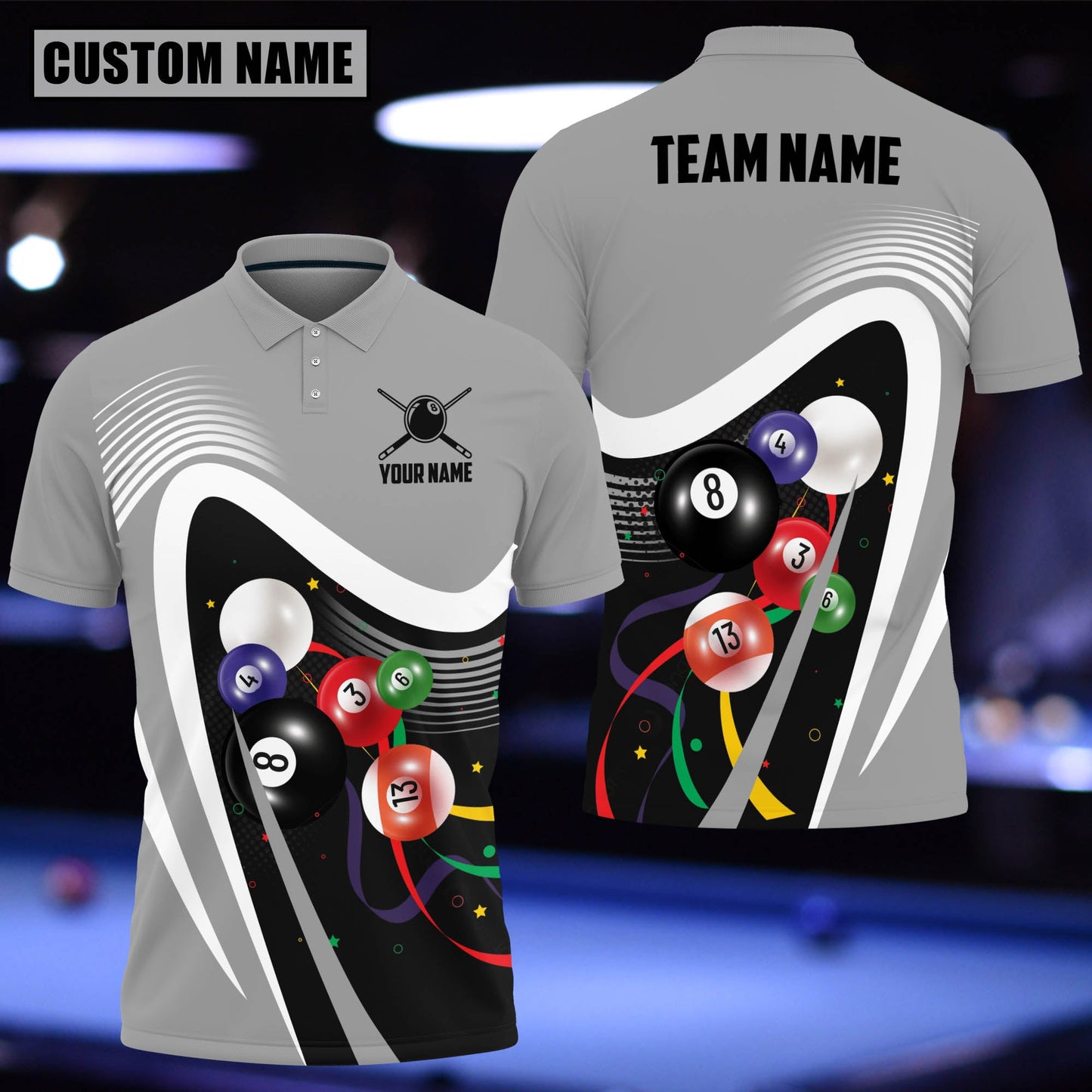 Lasfour Billiards Ball Colourful Personalized 3D Polo Shirt BIA0805