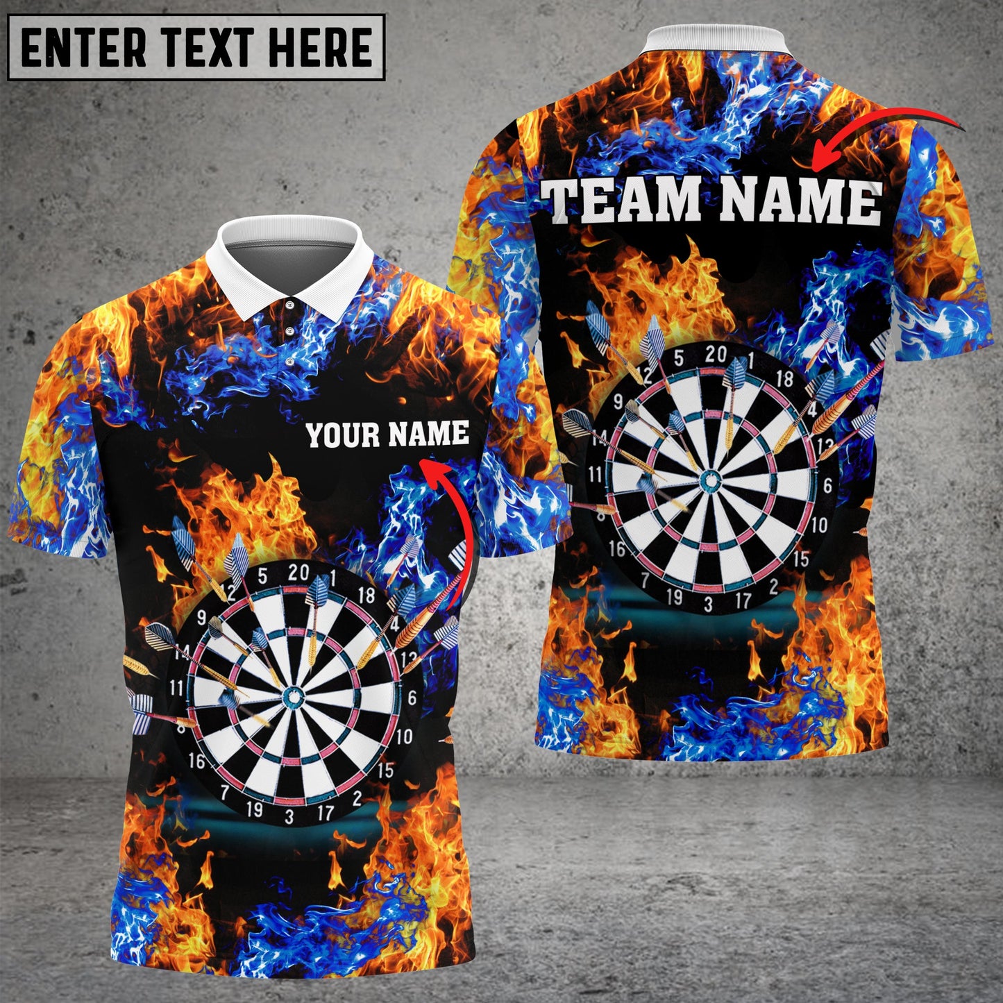 Lasfour Red And Blue Flame Darts Personalized Name 3D Shirt DMA0366