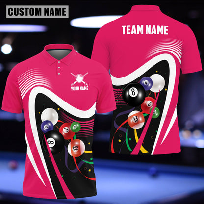 Lasfour Billiards Ball Colourful Personalized 3D Polo Shirt BIA0805