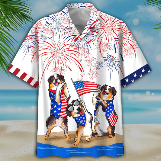 Bernese Mountain Dogs Hawaiian Shirts, Independence Day Is Coming, American Usa Flag Aloha Hawaii Shirt HO4781