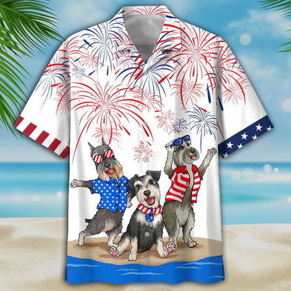 Independence Is Coming Hawaiian Shirt, Miniature Schnauzer Hawaii Aloha Beach Shirts, 4Th July Shirt For Dog Lover HO4774