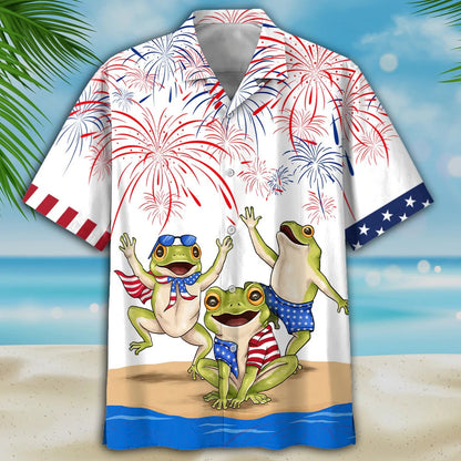 Frogs Hawaiian Shirt Independence Day, Frogs 3D Aloha Beach Shirts, Frogs Hawaii Shirt For 4Th Of July HO4788