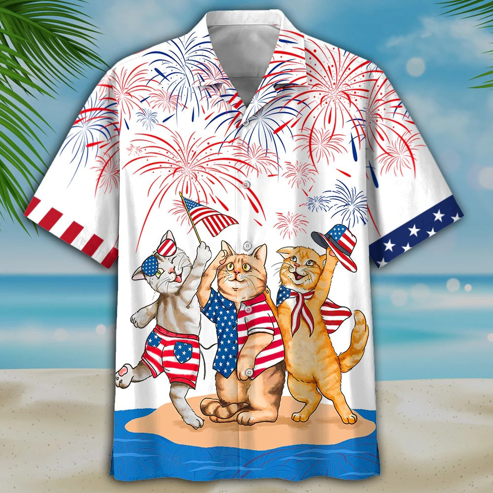 American Shorthair Shirt, Independence Day Is Coming, Cat Aloha Beach Shirt, Cat Patriotic American Hawaii Shirt HO4791