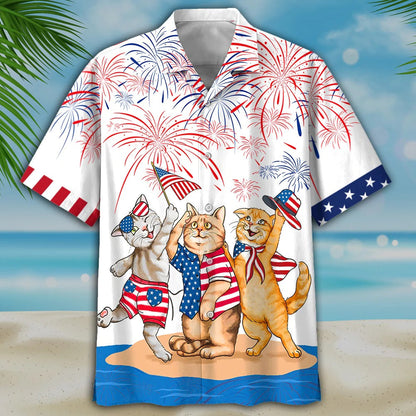 American Shorthair Shirt, Independence Day Is Coming, Cat Aloha Beach Shirt, Cat Patriotic American Hawaii Shirt HO4791