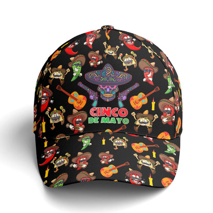 Cinco De Mayo Sugar Skull Chilies Tacos Baseball Cap Lasfour CO0165