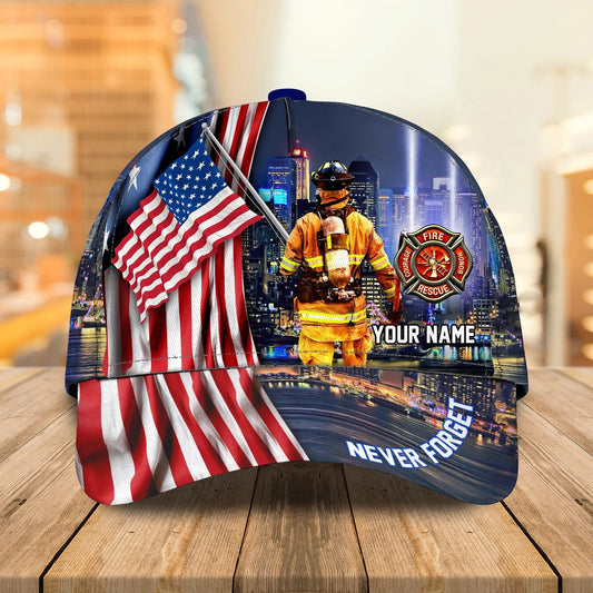 Customized With Name 3D Full Printing Baseball Firefighter Cap Hat, 4Th Of July Fire Man Caps CO0411