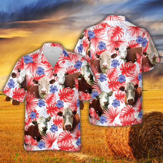 American Colors Herefold Cattle Hawaiian Shirt HO5412