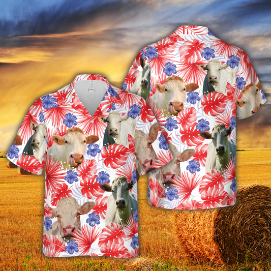 American Colors Charolais Cattle Hawaiian Shirt HO5410