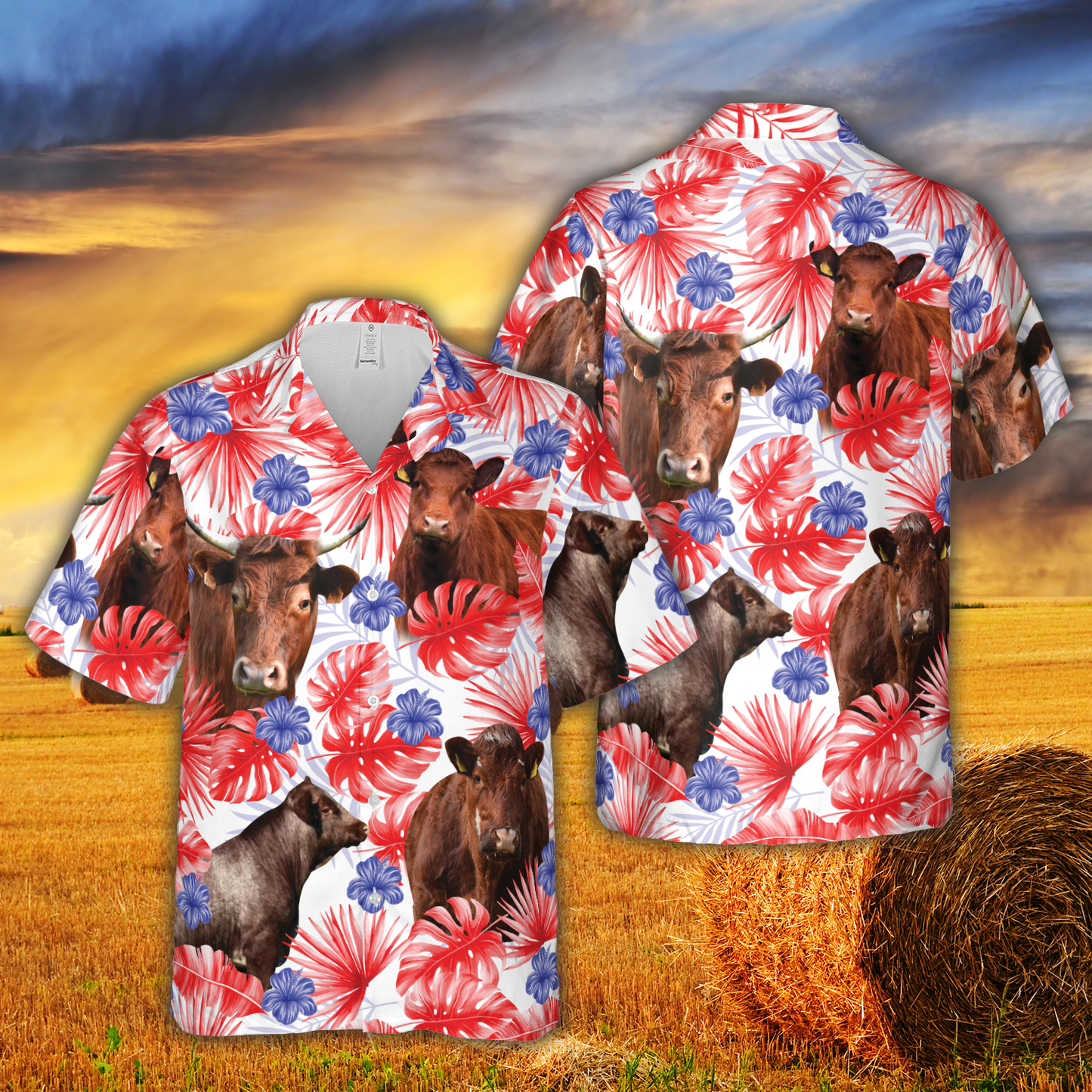 American Colors Shorthorn Cattle Hawaiian Shirt HO5409