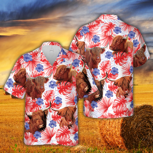 American Colors Highland Cattle Hawaiian Shirt HO5408