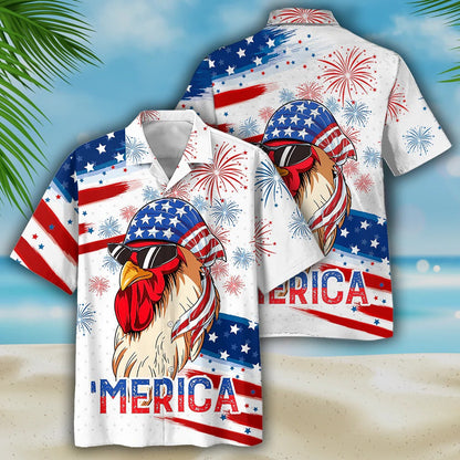 Chicken Hawaiian Shirts, Independence Day Funny Hawaii Shirt, Chicken Hawaii Aloha Beach Shirt HO0062