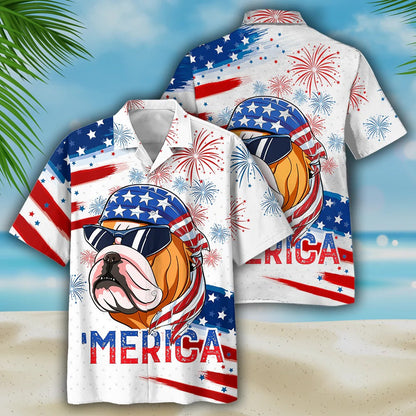 Bulldog Hawaiian Shirt, Independence Day Is Coming Aloha Beach Shirts, Dog Hawaiian Shirt For 4Th Of July HO5120