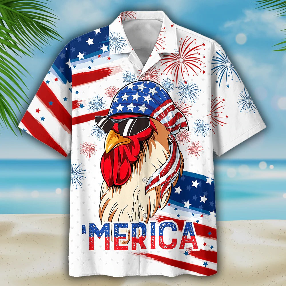 Chicken Hawaiian Shirts, Independence Day Funny Hawaii Shirt, Chicken Hawaii Aloha Beach Shirt HO0062