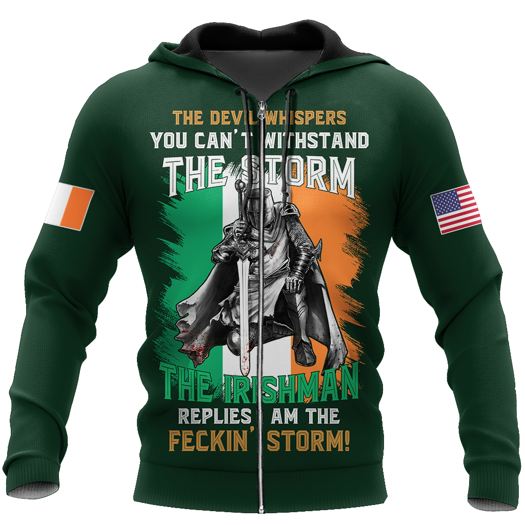 The Devil Whispers You Can't Withstand The Storm The Irish Man Replies I Am The Feckin' Storm Patrick's Day Shirt PO0272