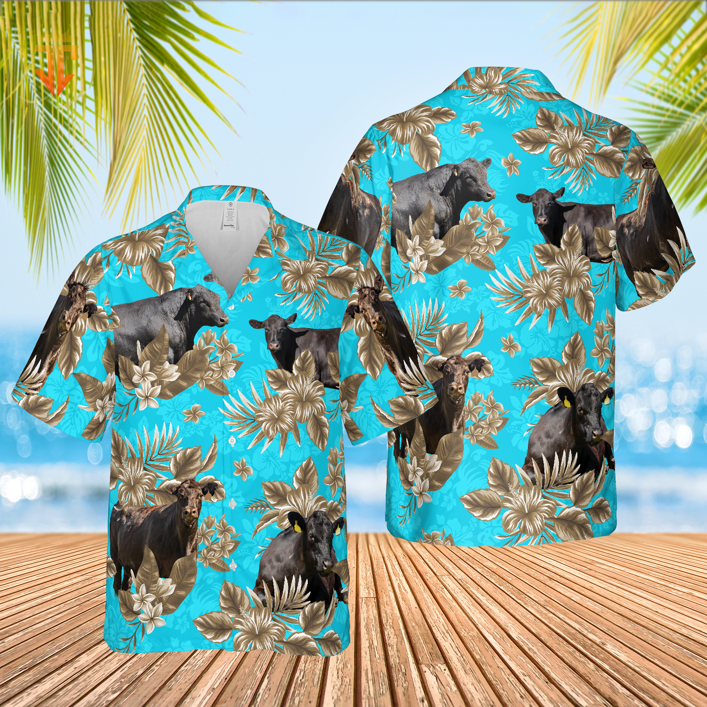 Black Angus Cattle Lovers Aloha Pattern All Over Printed 3D Hawaiian Shirt HO5381