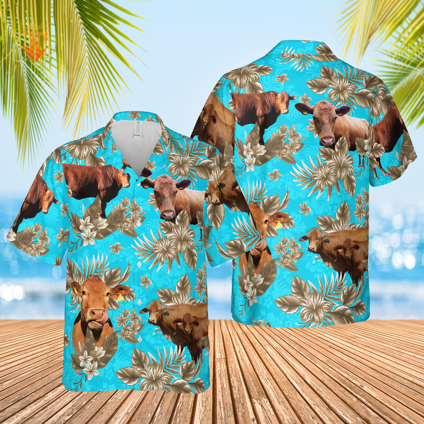 Red Angus Cattle Lovers Aloha Pattern All Over Printed 3D Hawaiian Shirt HO5382