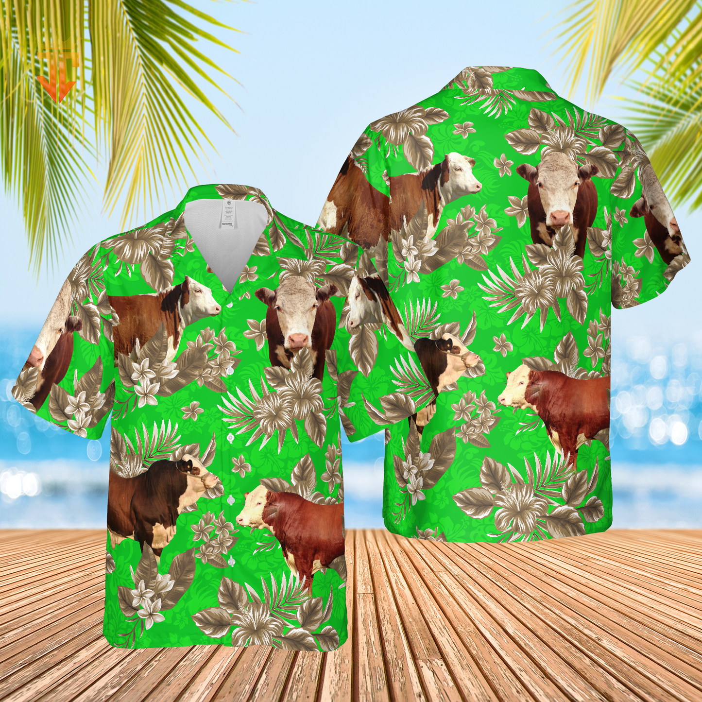 Hereford Cattle Lovers Aloha Pattern All Over Printed 3D Hawaiian Shirt HO5380