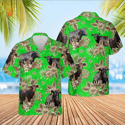 Black Angus Cattle Lovers Aloha Pattern All Over Printed 3D Hawaiian Shirt HO5381