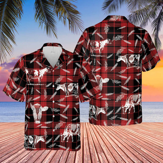 Plaid Pattern Holstein All Over Printed 3D Hawaiian Shirt HO5397