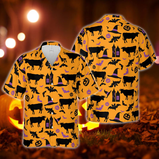 Happy Halloween Cattle Pattern Hawaiian Shirt Men Women HO5353