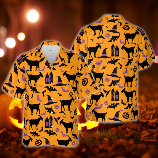 Happy Halloween Goat Pattern Hawaiian Shirt Men Women HO5357