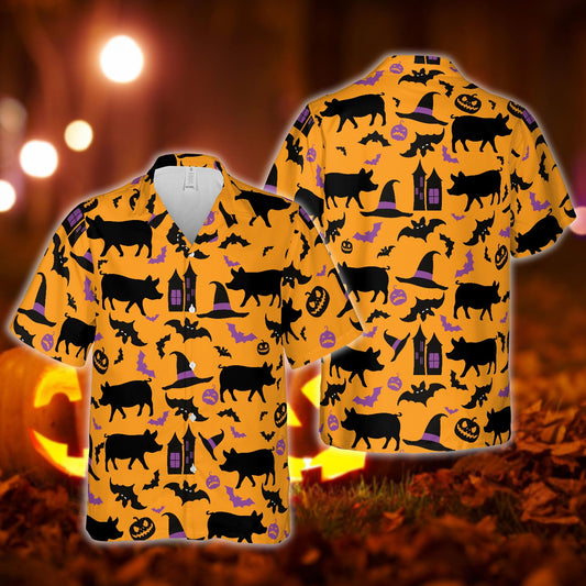 Happy Halloween Pig Pattern Hawaiian Shirt Men Women HO5356