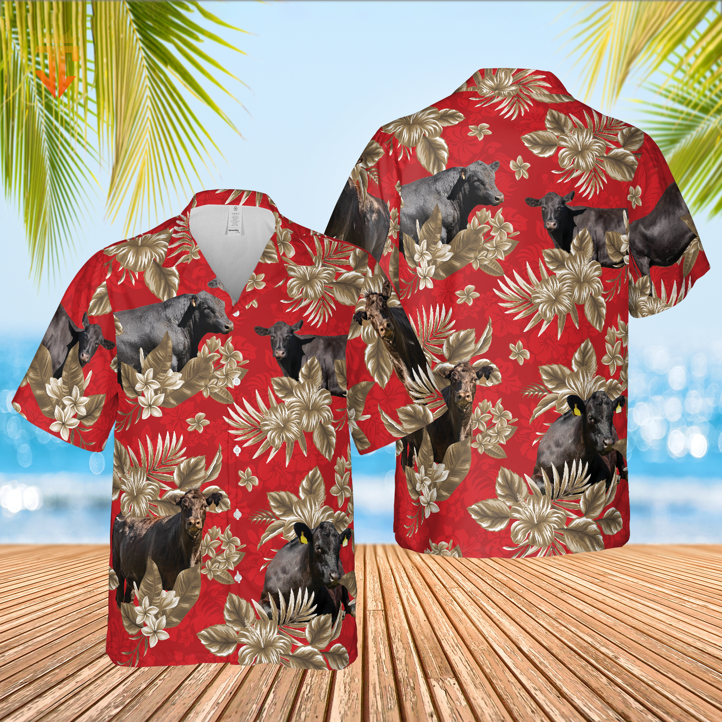 Black Angus Cattle Lovers Aloha Pattern All Over Printed 3D Hawaiian Shirt HO5381