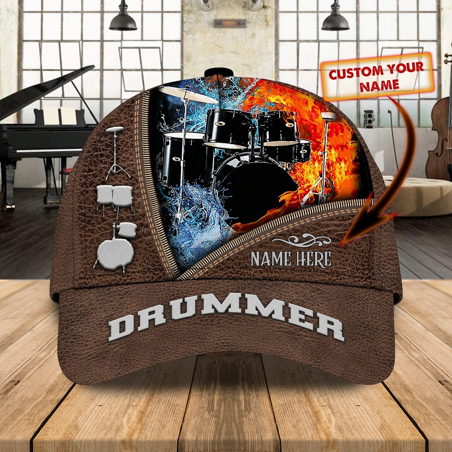 Cool Drum Classic Cap With Drummer Name, Present To Drum Lover, Drum Player Cap Hat For Travel Summer, Drum Cap CO0450