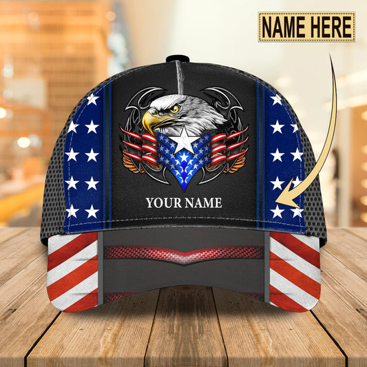 Customized With Name 3D Full Printed Patriotic Cap Hat, Eagle American Flag Baseball Cap Hat, Independence Day Cap Hat CO0524