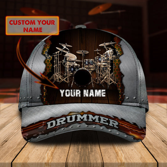 Personalized Drummer Cap Hat, 3D Baseball Cap Hat For Drummer, Drum Cap, Drum Hat, Gift To Drummer CO0148