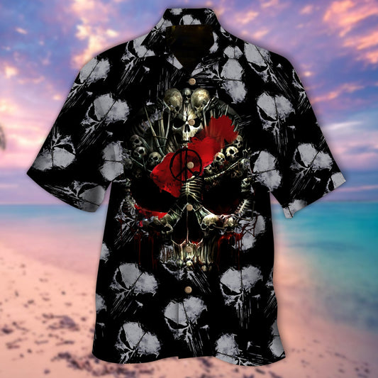 Skull And Bones Red All Over Printed 3D Hawaiian Shirt HO5282