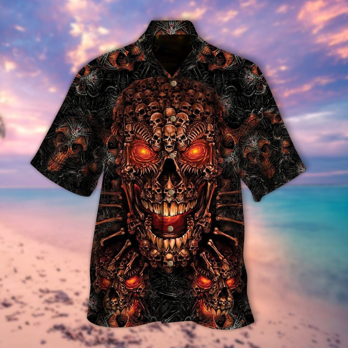 Hell Skull All Over Printed 3D Hawaiian Shirt, Men Women Hawaiian Shirts For Skull Lovers HO5278