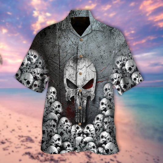 Skull Silver Hawaiian Shirt, Cute Skull Hawaii Aloha Beach Shirt HO5284