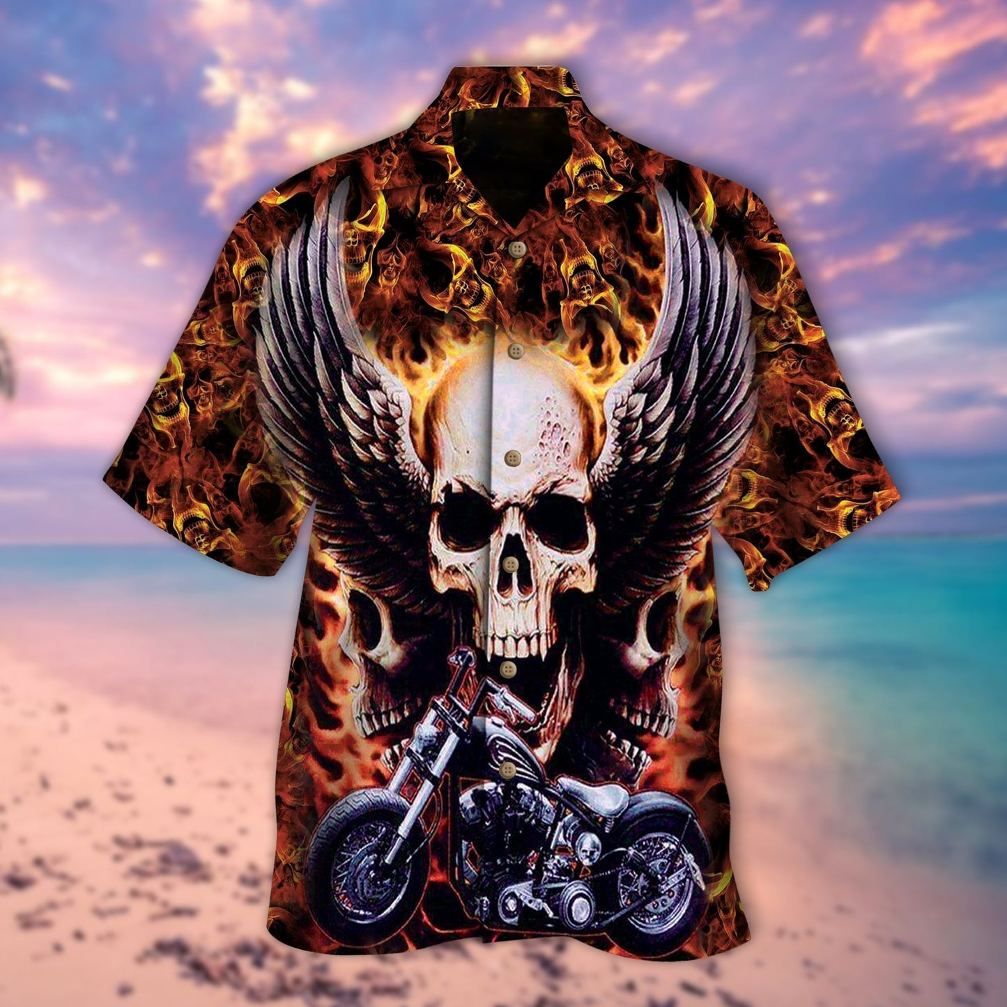 Skulls White Wings Biker Hawaiian Shirts Cute Skulls Lover Hawaiian Shirts HO5292